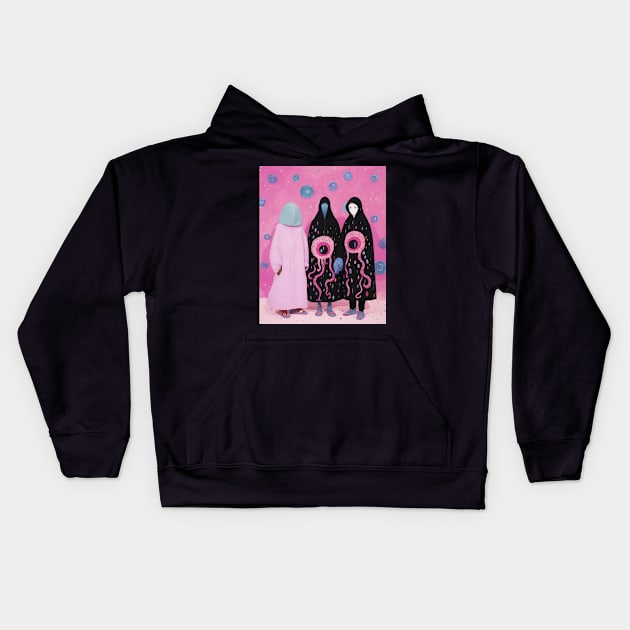 Weird Pink Ghoul Art - Unusual Weirdcore  Illustration Kids Hoodie by Soulphur Media